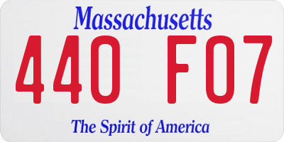 MA license plate 440FO7
