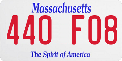 MA license plate 440FO8