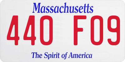 MA license plate 440FO9