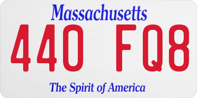 MA license plate 440FQ8