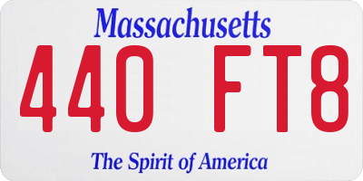 MA license plate 440FT8