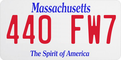 MA license plate 440FW7