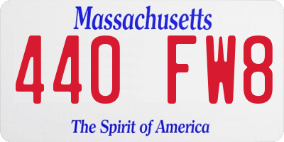 MA license plate 440FW8