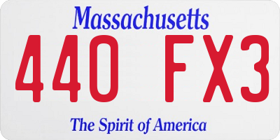 MA license plate 440FX3