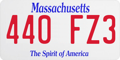 MA license plate 440FZ3