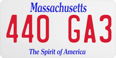 MA license plate 440GA3