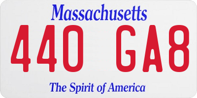 MA license plate 440GA8