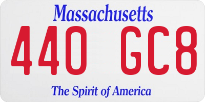 MA license plate 440GC8