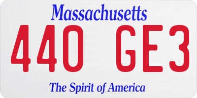 MA license plate 440GE3