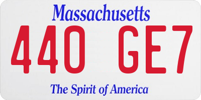 MA license plate 440GE7
