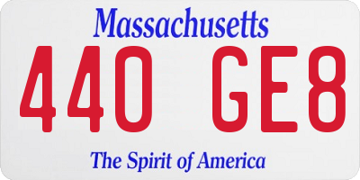 MA license plate 440GE8