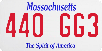 MA license plate 440GG3