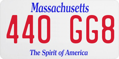MA license plate 440GG8