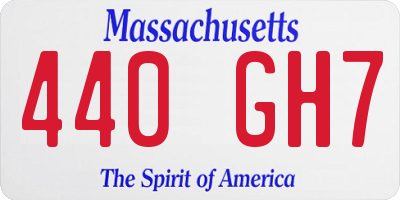 MA license plate 440GH7