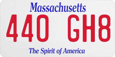 MA license plate 440GH8