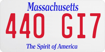 MA license plate 440GI7