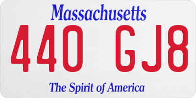 MA license plate 440GJ8
