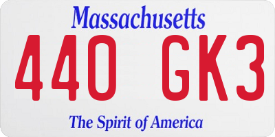 MA license plate 440GK3