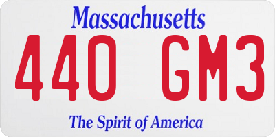 MA license plate 440GM3
