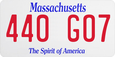 MA license plate 440GO7