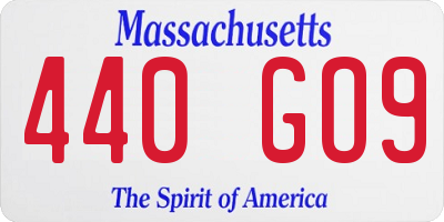 MA license plate 440GO9