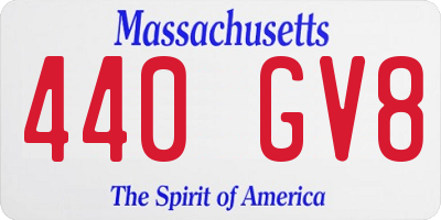 MA license plate 440GV8