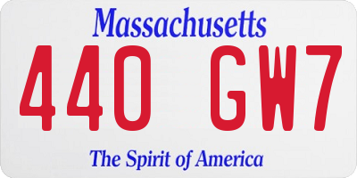 MA license plate 440GW7
