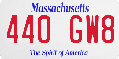 MA license plate 440GW8