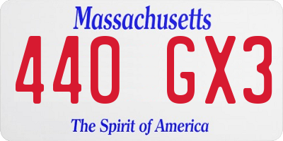 MA license plate 440GX3