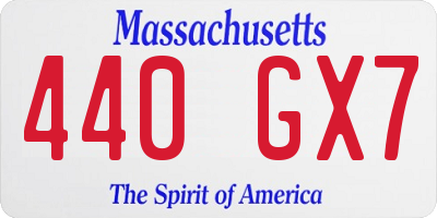 MA license plate 440GX7