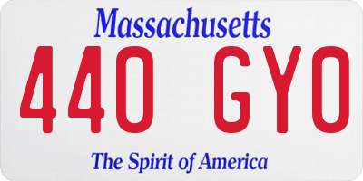MA license plate 440GY0