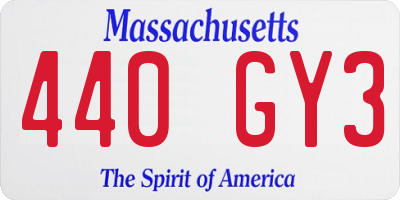 MA license plate 440GY3