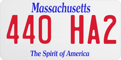 MA license plate 440HA2