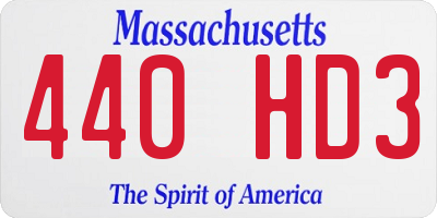 MA license plate 440HD3