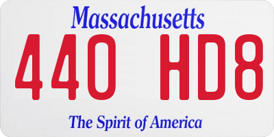 MA license plate 440HD8