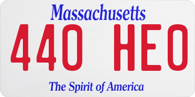 MA license plate 440HE0