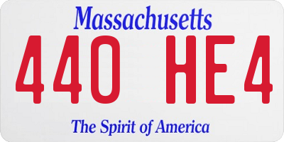 MA license plate 440HE4