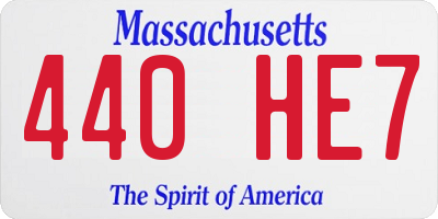 MA license plate 440HE7