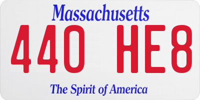 MA license plate 440HE8