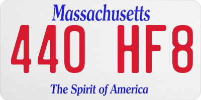 MA license plate 440HF8