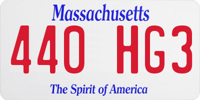MA license plate 440HG3