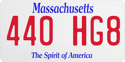 MA license plate 440HG8