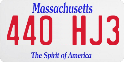 MA license plate 440HJ3
