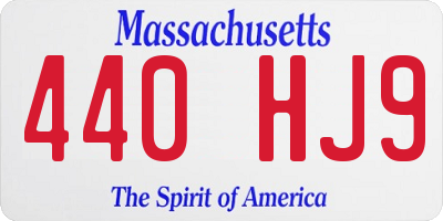 MA license plate 440HJ9