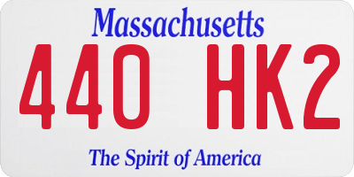 MA license plate 440HK2