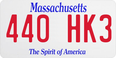MA license plate 440HK3