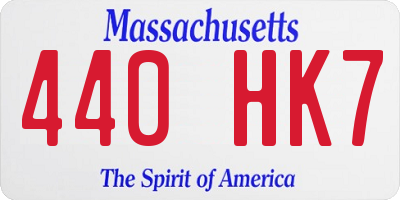 MA license plate 440HK7