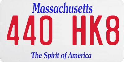 MA license plate 440HK8