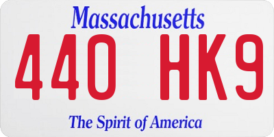 MA license plate 440HK9
