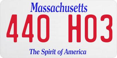 MA license plate 440HO3